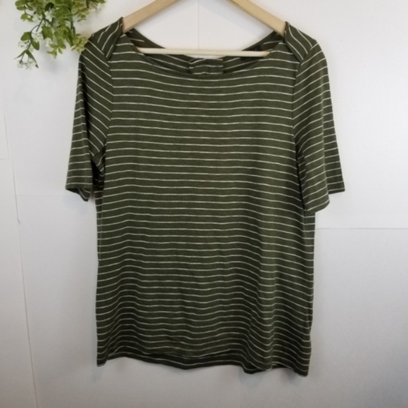 Talbots Tops - Talbots Green with White Stripe Tie Back Top